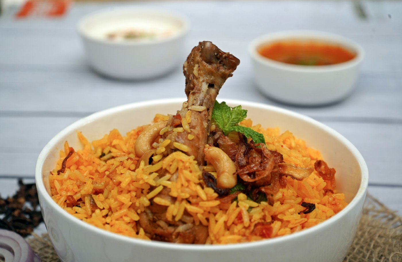Chicken biryani with raita