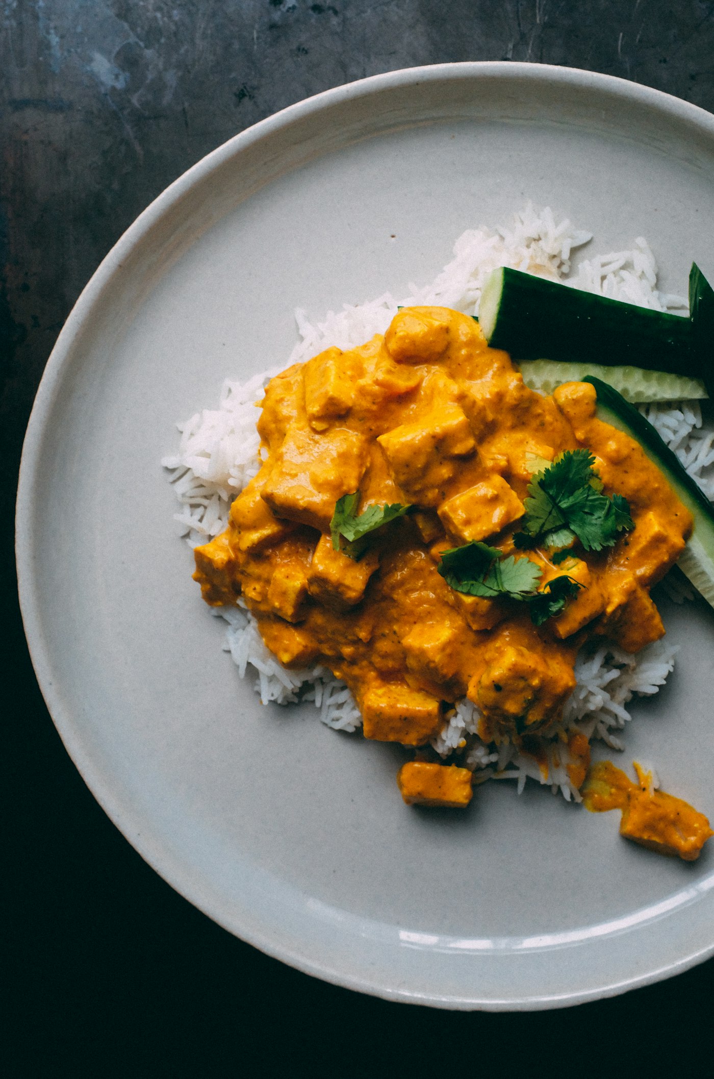 Paneer curry served with rice