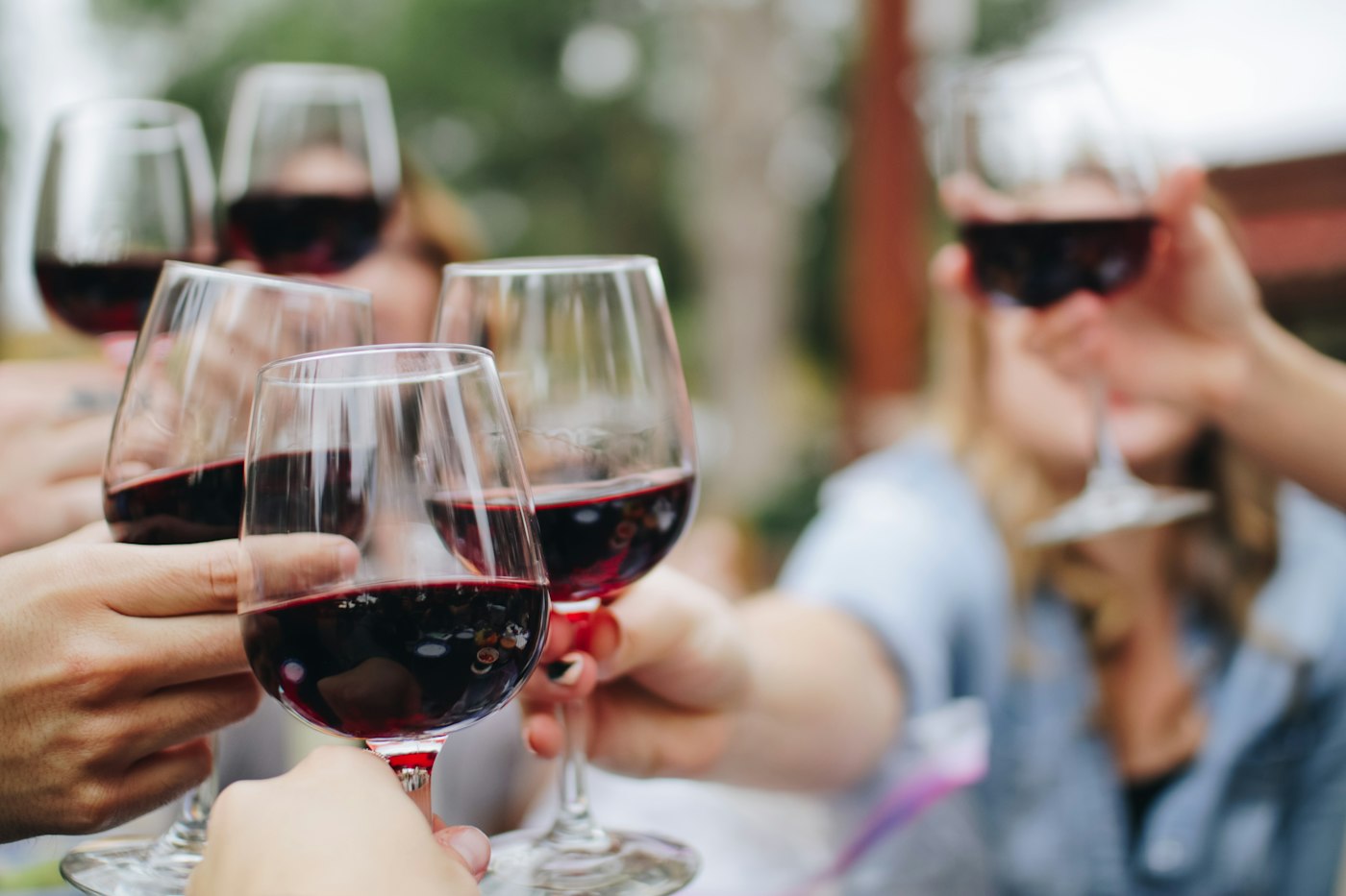 Guests raising their glasses together